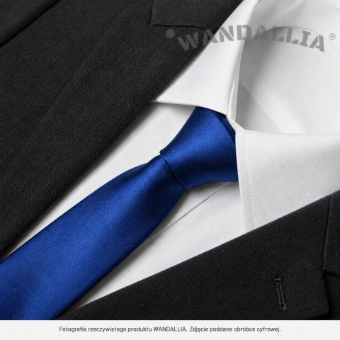 WANDALLIA Szafirowy Krawat Męski Wąski Śledzik Niebieski KR-M-3